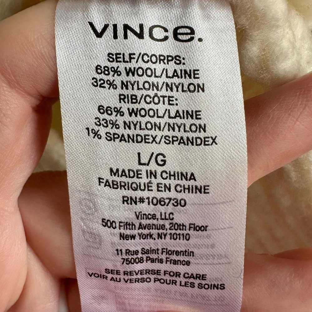 Vince Sweater Womens Large Cream Ivory‎ Turtleneck Wool Blend Ribbed Chunky NWT - Picture 5 of 10